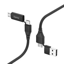ADAPTER 4w1 Type-C, MICRO USB, GNIAZDO USB-A, 1m, CZARNY