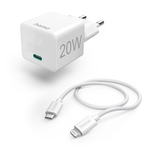 Ładowarka do telefonu MINI PD/Qualcomm® 20W, kabel USB-C-Lightning, biała