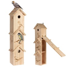 Budka lęgowa 3-piętrowa dla ptaków drewniana / domek lęgowy 60x15x13,5 cm