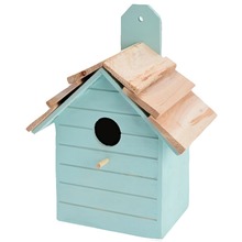 Budka lęgowa dla ptaków drewniana ozdobna domek niebieski