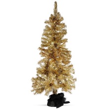 Choinka sztuczna złota ozdobna dekoracyjna drzewko świąteczne z jutą 120 cm