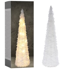Choinka świecąca stożek dekoracyjny biały świąteczny ozdoba Boże Narodzenie 20 LED 60 cm
