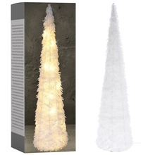 Choinka świecąca stożek dekoracyjny biały świąteczny ozdoba Boże Narodzenie 25 LED 80 cm