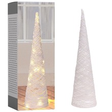 Choinka świecąca stożek dekoracyjny biały świąteczny ozdoba Boże Narodzenie 30 LED 58 cm
