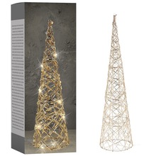 Choinka świecąca stożek złota dekoracyjny świąteczna ozdoba Boże Narodzenie 30 LED 60 cm