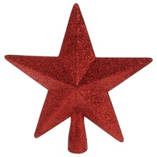 Czubek szpic ozdobny na choinkę gwiazda czerwona brokatowa święta Boże Narodzenie 19 cm