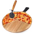 Deska do pizzy drewniana okrągła z nożem 30 cm 2 el.