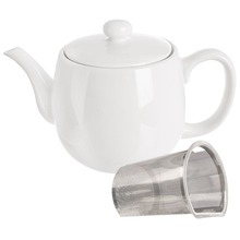 Dzbanek z zaparzaczem do herbaty porcelanowy biały MONA 700 ml