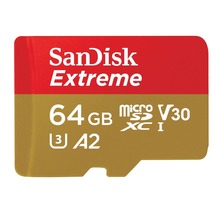 Extreme microSDXC 64GB + SD Adapter R170/W80 A2 C10 V30 UHS-I U3, 1
