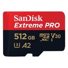 Extreme PRO microSDXC 512GB+SD Adapter R200/W140 A2 C10 V30 UHS-I U