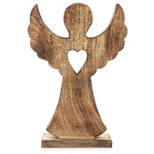 Figurka anioła z sercem drewniana 25,5x36 cm