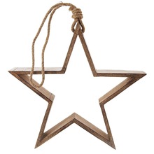 Gwiazda dekoracyjna zawieszana na sznurku drewniana 35,5x33,5 cm