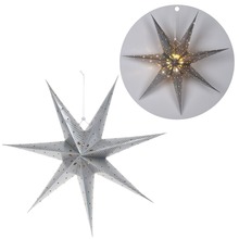 Gwiazda świąteczna papierowa świecąca wisząca srebrnadekoracyjna ozdobna 60 cm