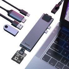 Hub Adapter USB-C HDMI SD microSD Ethernet RJ45 7w1 Baseus do Apple MacBook Pro 2016 / 2017 / 2018