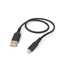 KABEL ŁADUJĄCY/DATA "FLEXIBLE", USB-A - LIGHTNING 1,5m, SILIKON, CZARNY