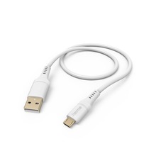 KABEL ŁADUJĄCY/DATA "FLEXIBLE", USB-A - MICRO-USB 1,5m, SILIKON, BIAŁY