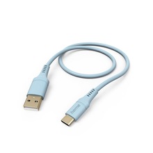 KABEL ŁADUJĄCY/DATA "FLEXIBLE", USB-A - USB-C, 1,5m, SILIKON, NIEBIESKI