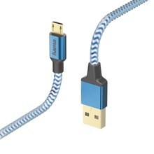 KABEL ŁADUJĄCY/DATA "REFLECTED" MICRO USB , 1.5M, NIEBIESKI