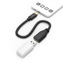 Kabel przej. USB Type-C, OTG, wtycz. USB Type-C - gniazdo A, 15cm, cz.