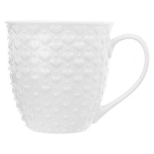 Kubek ceramiczny z uchem do picia kawy herbaty napojów serca 580 ml (Biały)