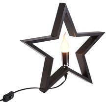 Lampa stołowa gwiazda drewniana czarna 36,5x5,5x34,5 cm