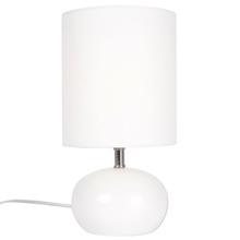 Lampa stołowa z kloszem abażurem lampka nocna biała z metalową podstawą 26x14 cm