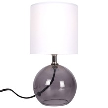 Lampa stołowa z kloszem abażurem lampka nocna biała ze szklaną podstawą 25x12 cm