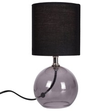 Lampa stołowa z kloszem abażurem lampka nocna czarna ze szklaną podstawą 25x12 cm