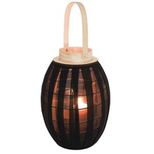 Lampion latarnia ze szklanym wkładem czarny ogrodowy dekoracyjny 34x22 cm