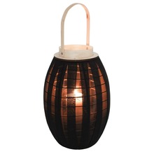 Lampion latarnia ze szklanym wkładem czarny ogrodowy dekoracyjny 39,5x25 cm
