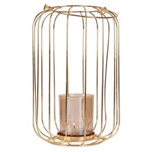 Lampion świecznik na świeczkę tealight metalowy złoty 26 cm