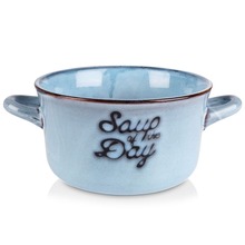 Miska ceramiczna na zupę płatki owsiankę bulionówka do zupy niebieska 600 ml