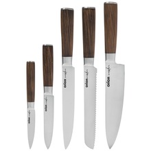 Nóż noże kuchenne stalowe WOODEN zestaw komplet noży 5 sztuk