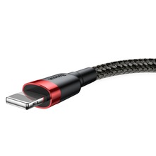 Nylonowy kabel przewód Baseus Cafule Cable USB / Lightning 1m (Czarno-czerwony)