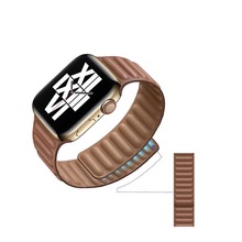 Pasek skórzany opaska do Apple Watch 7 41mm (Brązowy)