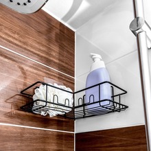 Półka łazienkowa przyklejana narożna pod prysznic metalowa czarna