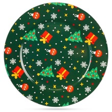 Podtalerz świąteczny dekoracyjny / podkładka pod talerz zielona choinki 33 cm