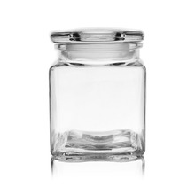 Pojemnik szklany kuchenny słój słoik kwadratowy z pokrywką 0,95 l retro