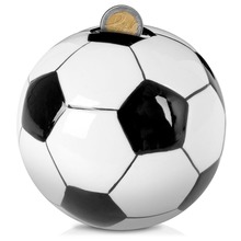 Skarbonka otwierana ceramiczna piłka nożna biało-czarna 11,5 cm