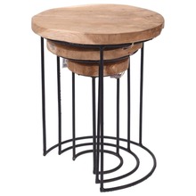 Stolik kawowy metalowy kwietnik okrągły zestaw komplet stolików 3 sztuki loft