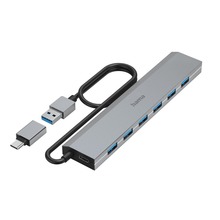 USB Hub, 7 Ports, USB 3.2 Gen 1, 5 Gbit/s, incl. USB-C Adapter and PSU