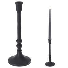 Świecznik aluminiowy stojak podstawka na długą świecę świeczkę czarny loft 23 cm