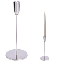 Świecznik aluminiowy stojak podstawka na długą świecę świeczkę srebrny 24,5 cm