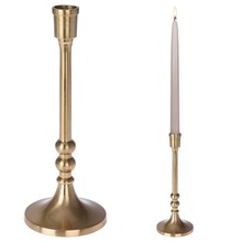 Świecznik aluminiowy stojak podstawka na długą świecę świeczkę złoty 23,5 cm