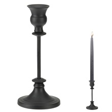 Świecznik metalowy stojak podstawka na świecę świeczkę czarny loft 23 cm