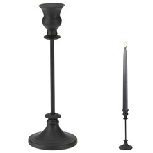 Świecznik metalowy stojak podstawka na świecę świeczkę czarny loft 27,5 cm