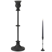 Świecznik metalowy stojak podstawka na świecę świeczkę czarny loft 33 cm