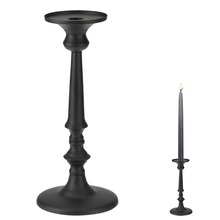 Świecznik metalowy stojak podstawka na świecę świeczkę czarny loft wysoki 30 cm