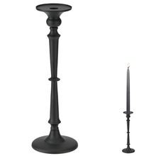 Świecznik metalowy stojak podstawka na świecę świeczkę czarny loft wysoki 39 cm