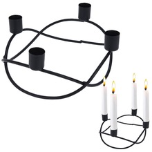 Świecznik na 4 świece metalowy czarny podstawka pod świecę na świeczki loft adwentowy